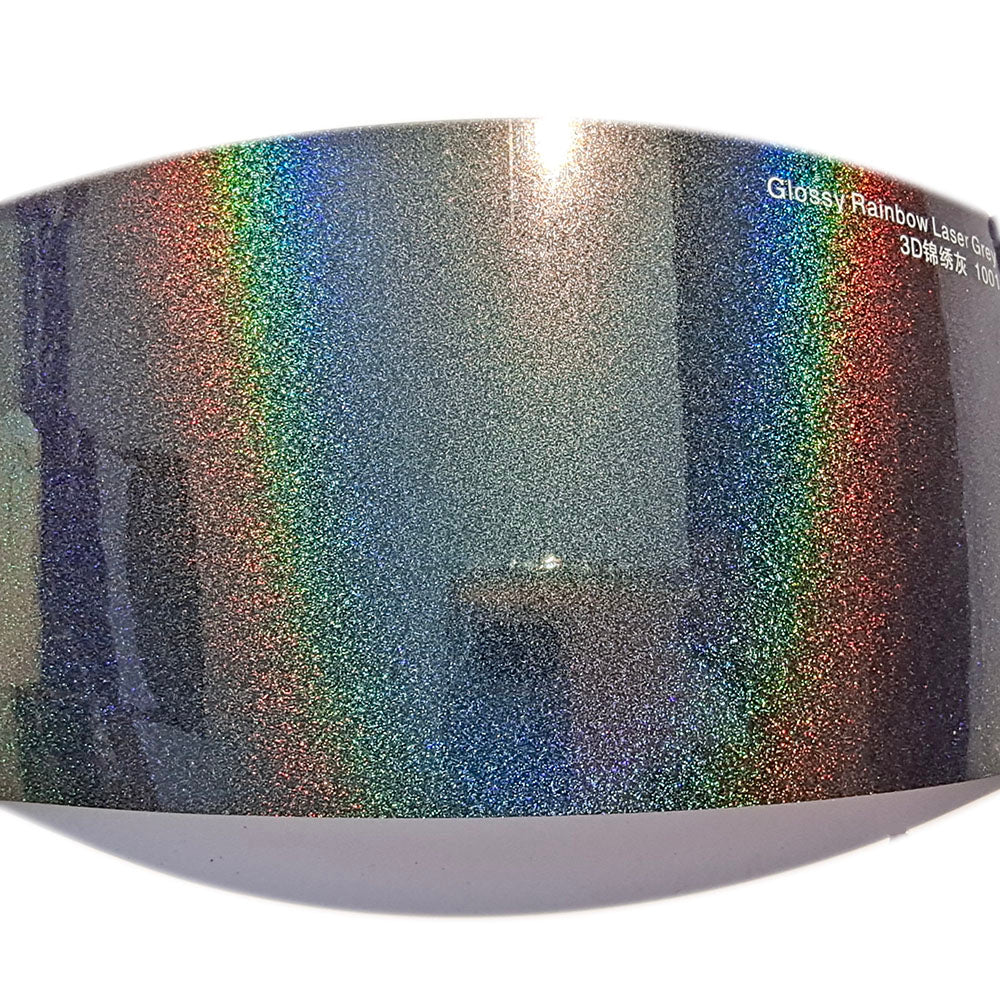 Glossy Iridescent Rainbow Laser Grey